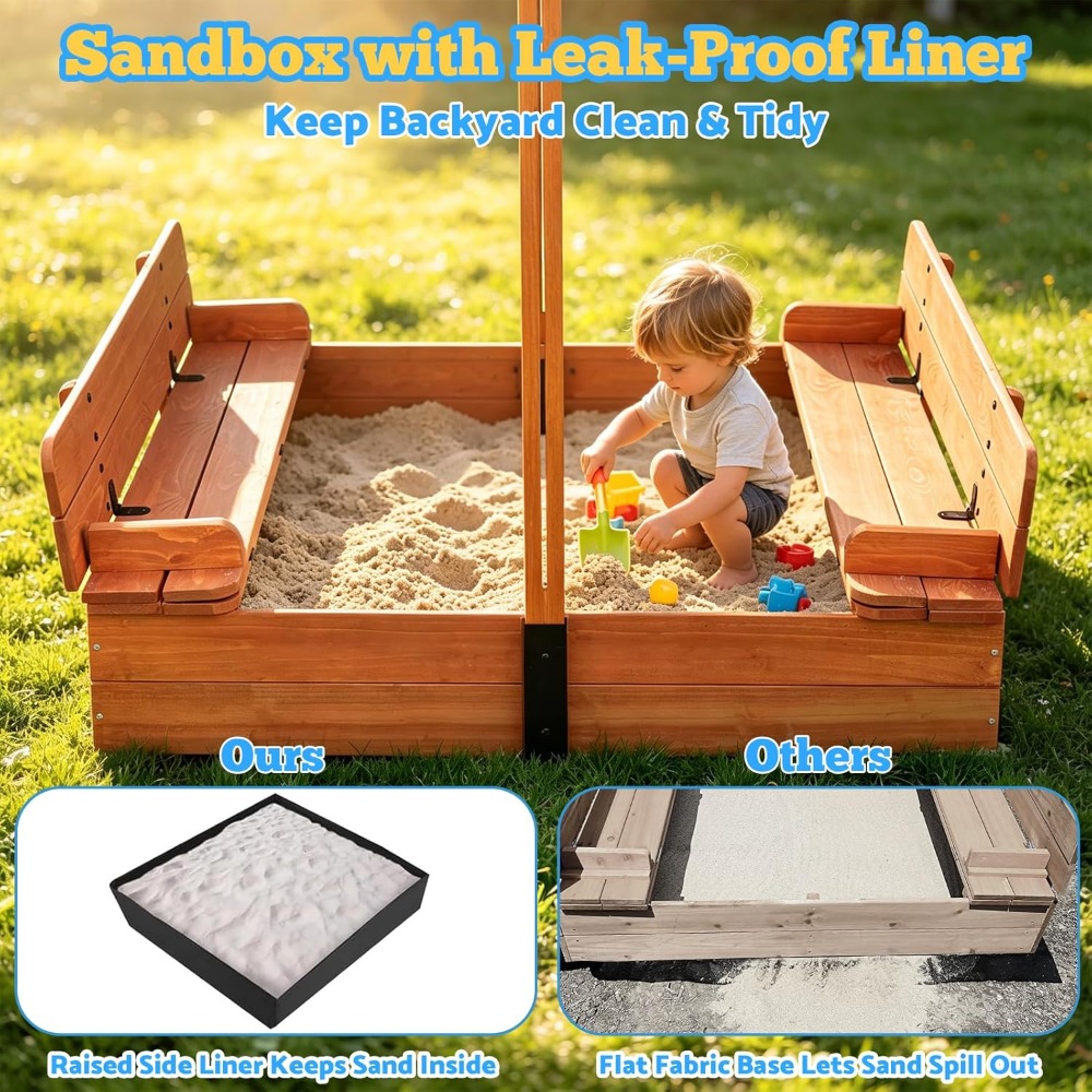 Kids Outdoor Sandbox - US-Versand: Holz-Sandkasten für Kinder mit Deckel