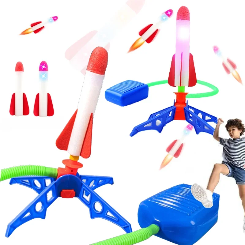 Kids Outdoor Clubhouse - Kinder-Raketenwerfer für Draußen, Fußbetriebene Gleitende Rakete,