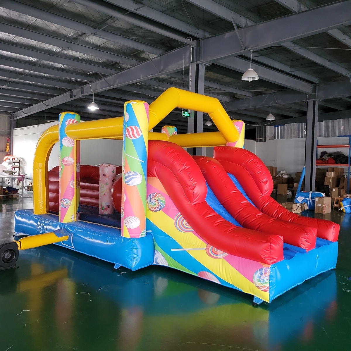 Kids Outdoor Slide - Kommerzielles PVC-Planen-Hüpfburg-Trampolin-Rutsche-Kombi Outdoor-Spielcenter für Kinder