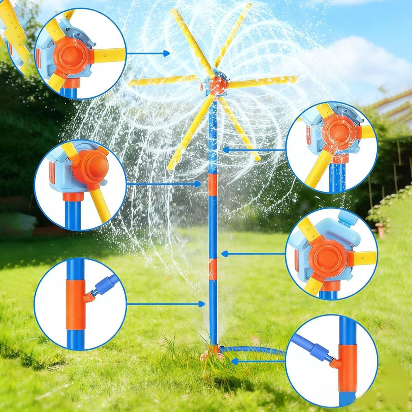Kids Outdoor Yard Toys - Kinder-Sprinkler-Windmühle, lustiger Sprinkler mit 54 Düsen,