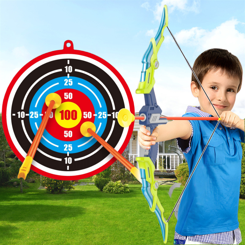 Kids Outdoor Archery Set - Kinder-Bogenschießset mit LED-Licht, Saugnapf-Softpfeilen und Zielscheibe,