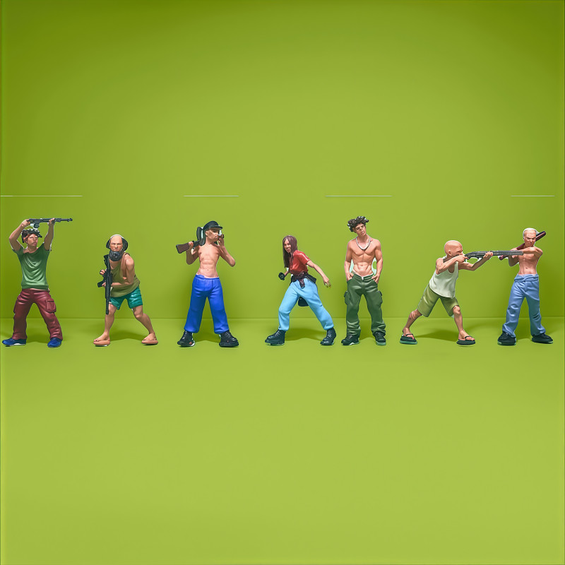 Kids Outdoor Sandbox - Diorama 1/64 Gangmitglied-Räuberfigur Modell Stadtstraßen-Gangetführer-Charakter Zubehör