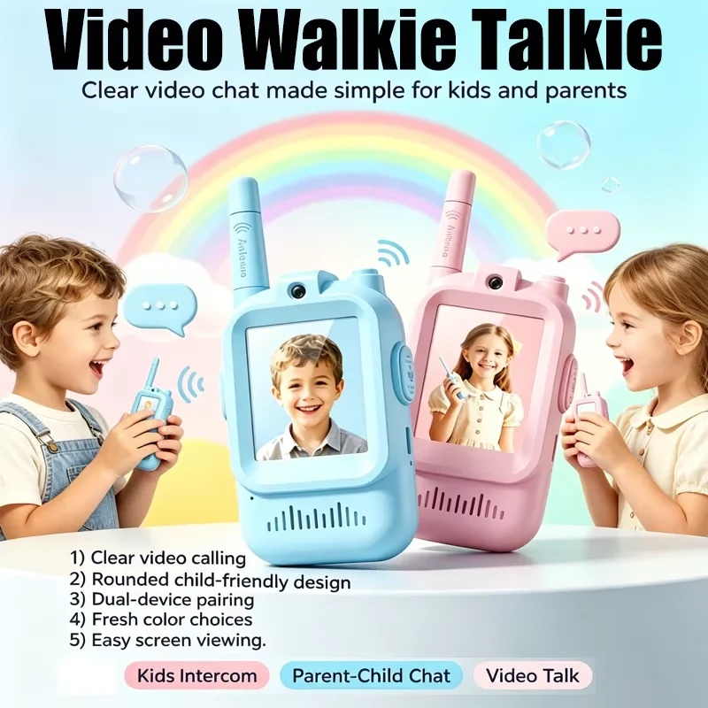 Kids Outdoor Clubhouse - NEUE Kinder-Video-Walkie-Talkies 2er-Pack Wiederaufladbare Gegensprechanlage mit