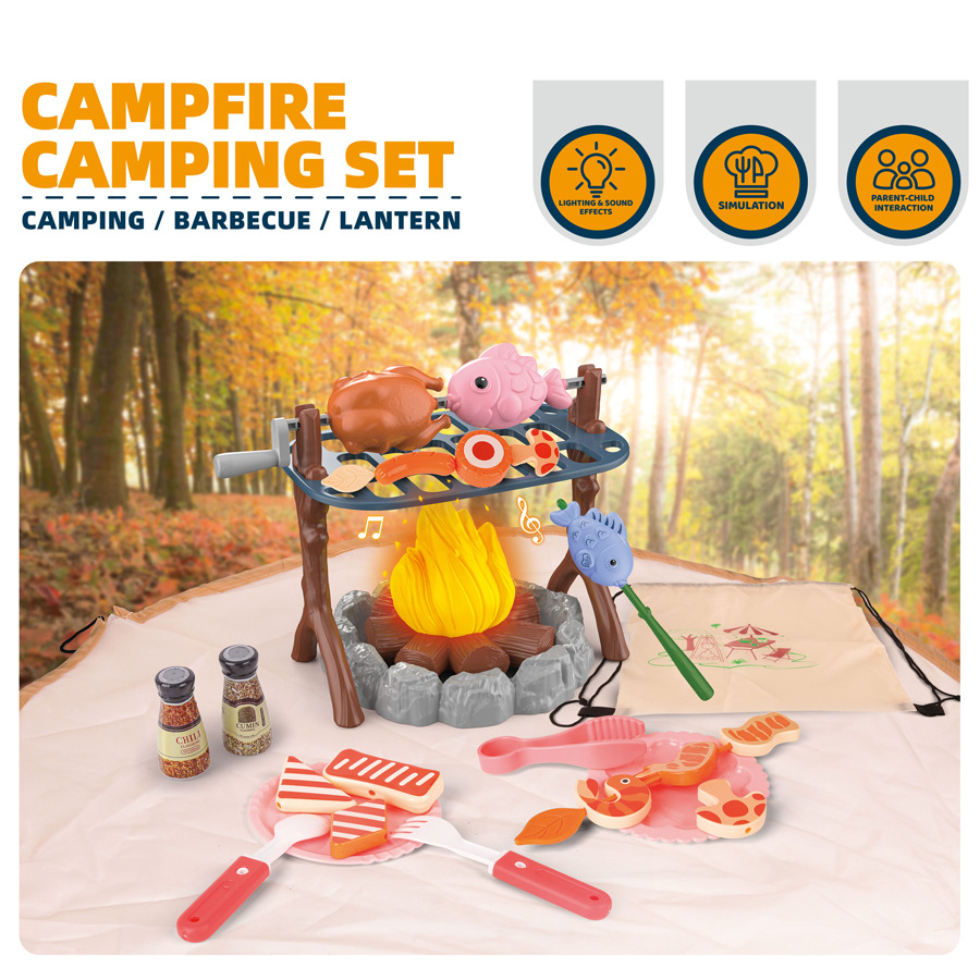 Kids Indoor Outdoor Games - Kinder-Campingzelt-Set Baby-Spielplatz Miniatur-Lebensmittel Kinderzelt Haus Innen-
