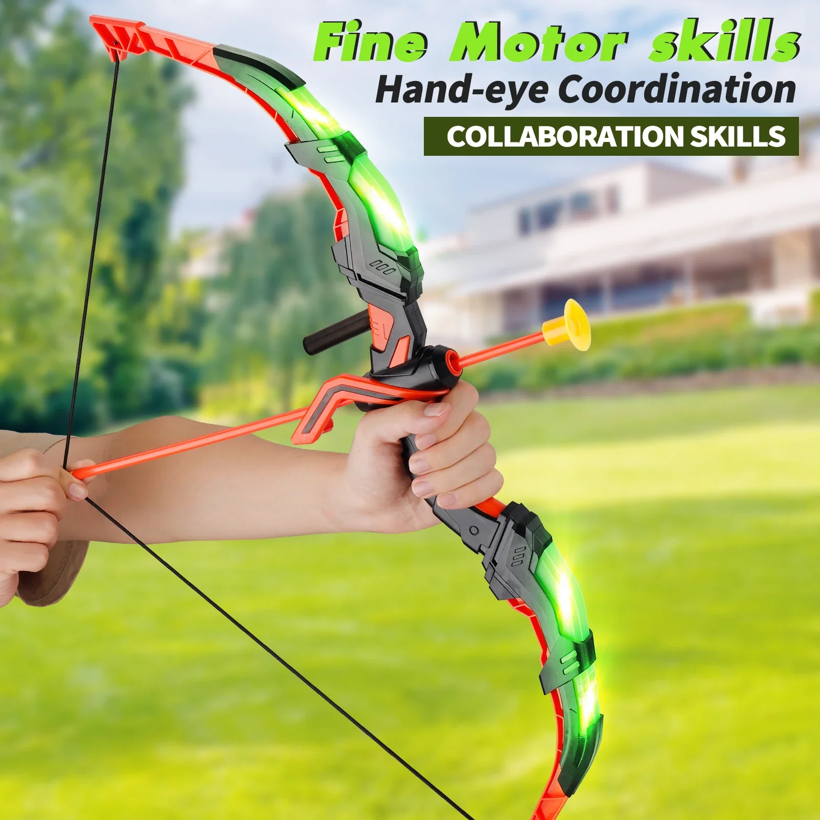 Kids Outdoor Archery Set - LED-Bogenschießen-Spielzeugset für Kinder, Hand-Auge-Koordinationstraining, mehrere Optionen,