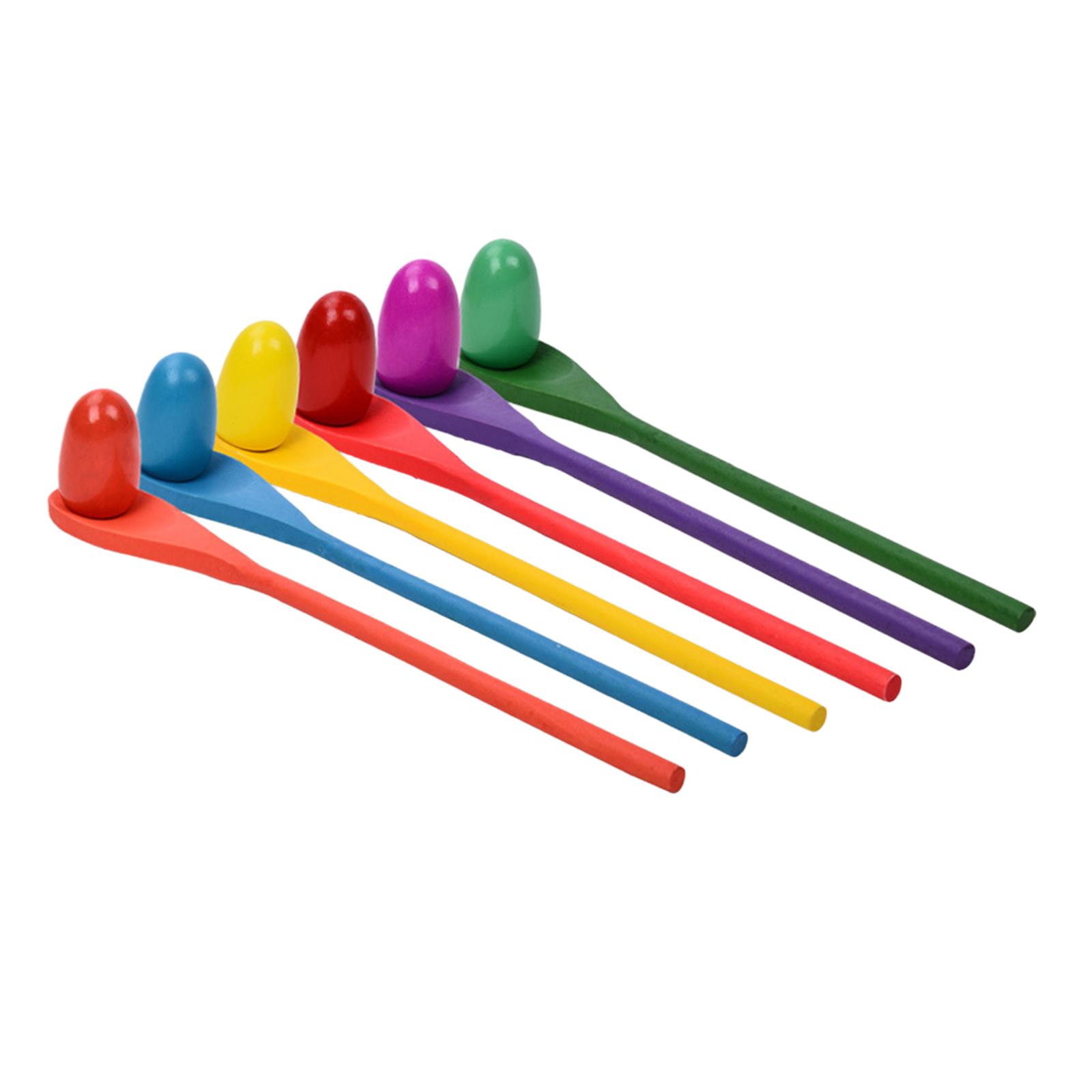 Kids Outdoor Yard Toys - 6-teiliges Eierlöffel-Rennspiel, Hand-Auge-Koordination, Vorschul-Lernspielzeug, Lernspielzeug für