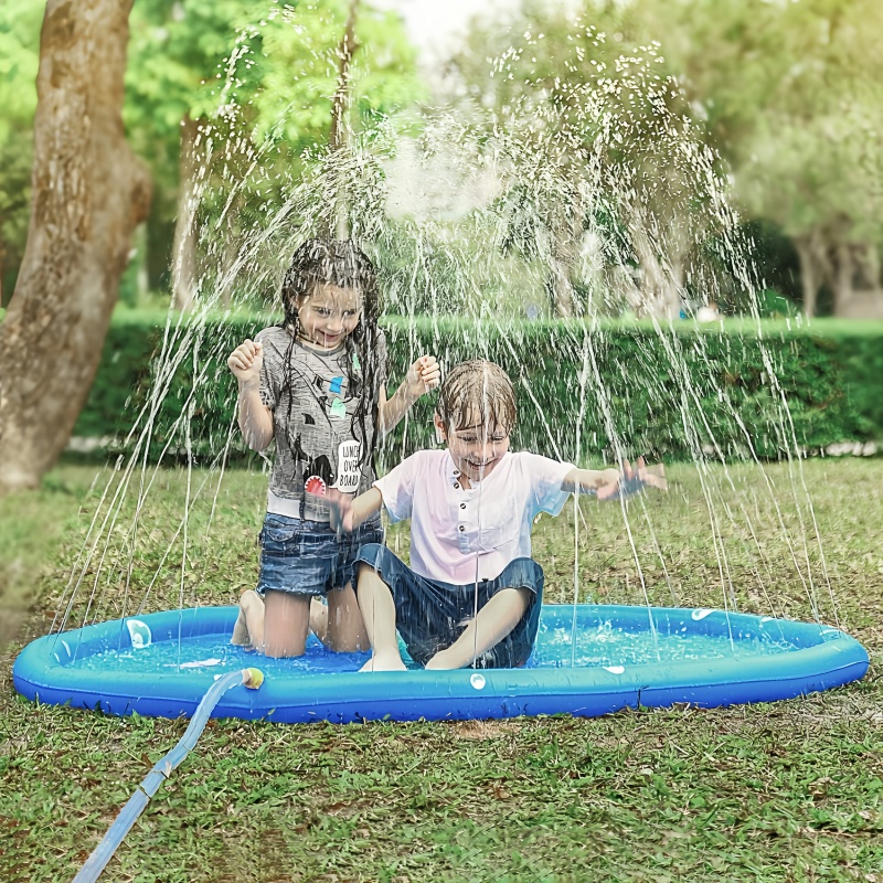 Kids Outdoor Clubhouse - Kinder-Spielmatte mit Wassersprühfunktion 100cm Aufblasbare Strandmatte