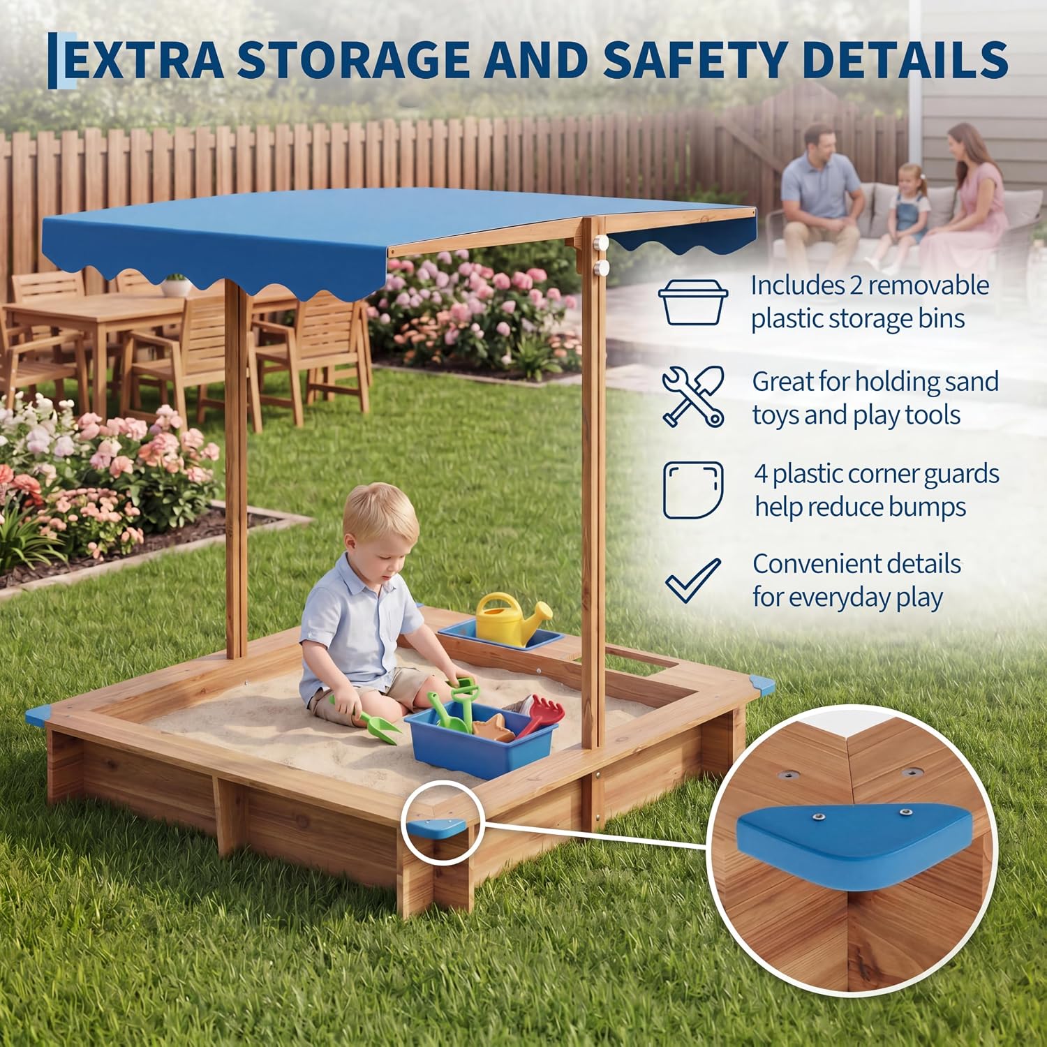 Kids Outdoor Sandbox - Kinder-Outdoor-Sandkasten, Spielplatz aus Holz für Vorschule,