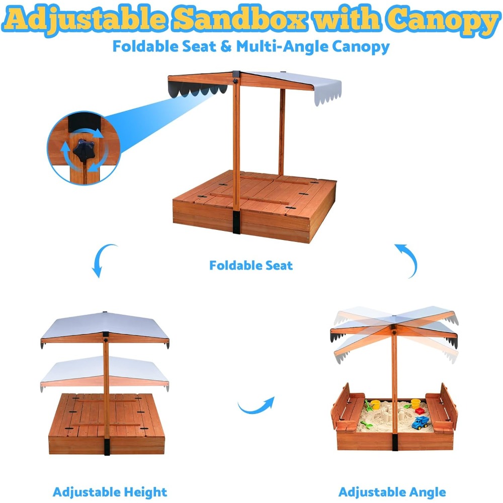 US-Versand: Holz-Sandkasten fü – Kids Outdoor Sandbox Bewertung und Preis