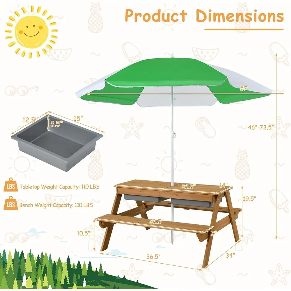 4-in-1 Holz-Sand- und Wasserti – Kids Outdoor Sandbox Bewertung und Preis