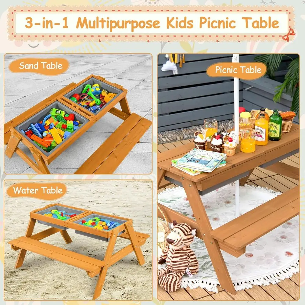 4-in-1 Holz-Sand- und Wasserti – Kids Outdoor Sandbox Bewertung und Preis