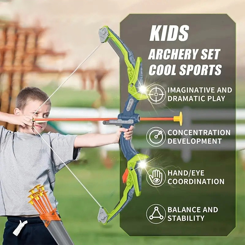 Kinder-Bogenschießset mit LED- – Kids Outdoor Archery Set Bewertung und Preis