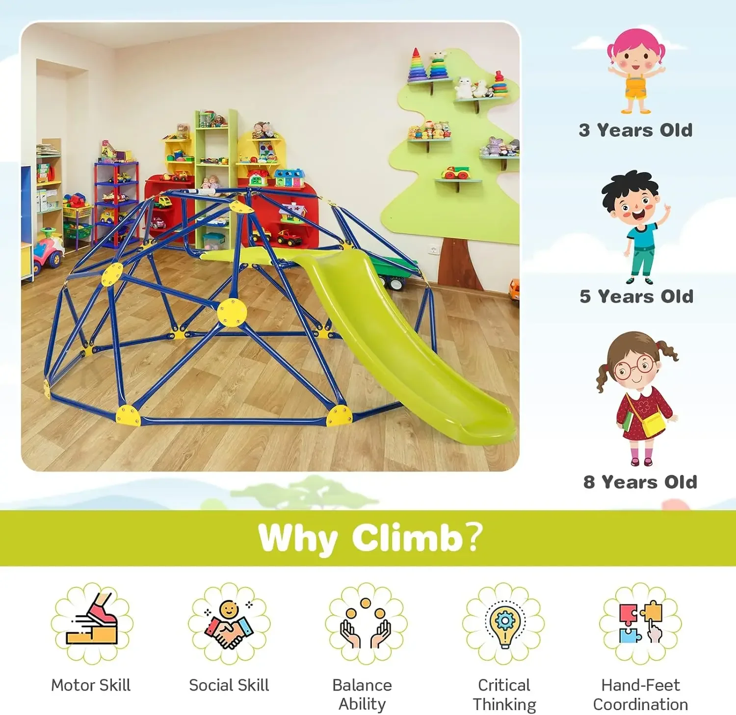 Costzon Kletterkuppel mit Ruts – Kids Outdoor Climbing Dome Bewertung und Preis