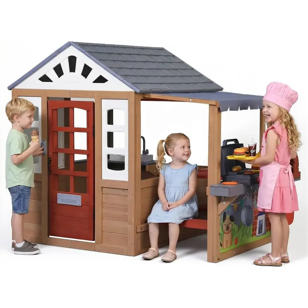 Kinder-Holzspielhaus für drauß – Kids Outdoor Play Table Bewertung und Preis