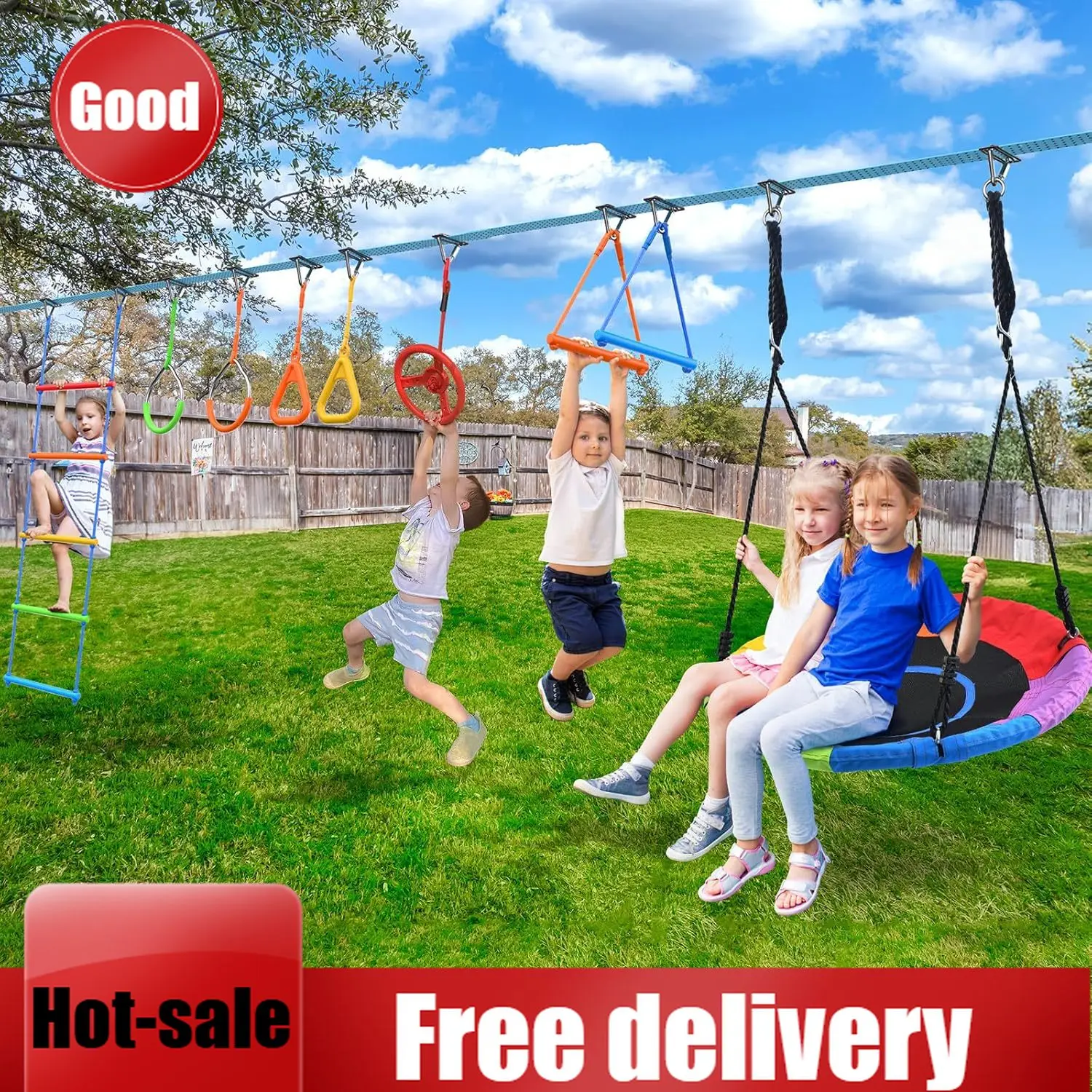 Aktionspreis: Hapfan 50 FT Nin – Kids Outdoor Ninja Playset Bewertung und Preis
