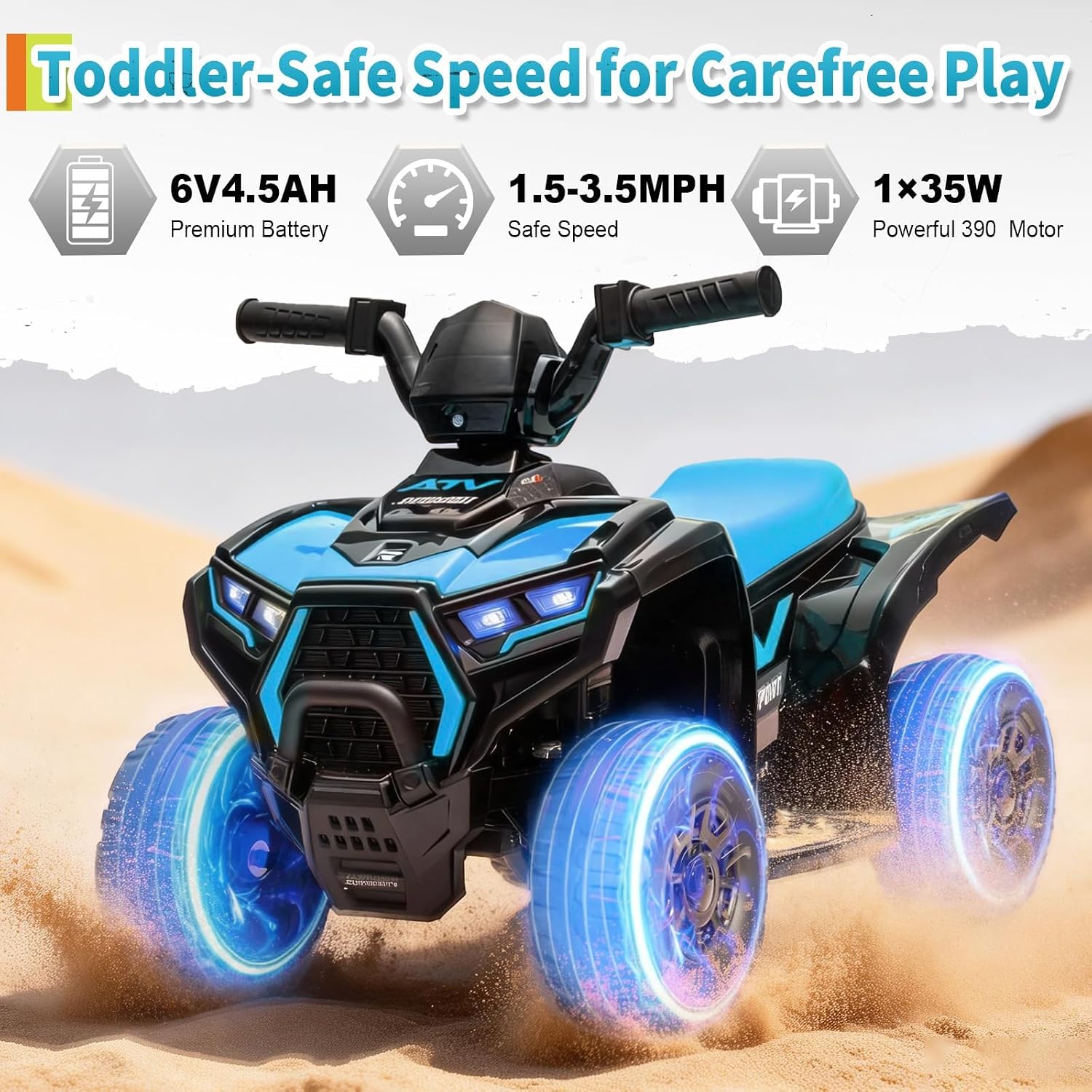 6V Blaues Kinder-ATV-Quad, 390 – Kids Outdoor Electric Quad Bewertung und Preis